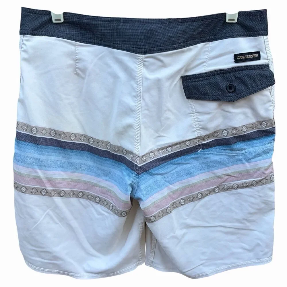 Quicksilver Highline Board Shorts Sz 31 Surfsilk  Antique White Swim Trunks